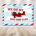 Cartoon Small Aircraft Children Birthday Background Cloth, 150x100cm, 210x150cm, 180x180cm, 210x180cm