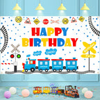 Train Cartoon Children Birthday Background Cloth Faber Decoration, 150x100cm, 180x110cm, 210x150cm, 180x180cm, 210x180cm