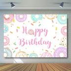Donut Cartoon Children Birthday Background Cloth, 150x100cm, 180x180cm, 210x150cm, 210x180cm