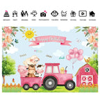 150 x 100cm Farm Animal Truck Backdrop Boy Happy Birthday Background Party Decorations, 150 x 100cm Farm Animal Truck
