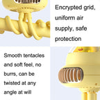 Shaking Head Stroller Fan Leafless Octopus Mute Portable Mini Fan, Normal Version (Yellow), Normal Version (Pink), Normal Version (White), Shaking Head Version (Yellow), Shaking Head Version (Pink), Shaking Head Version (White)