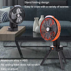 Outdoor Camping USB Charging Fan Tent Swing Head Fan With Tripod LED Light