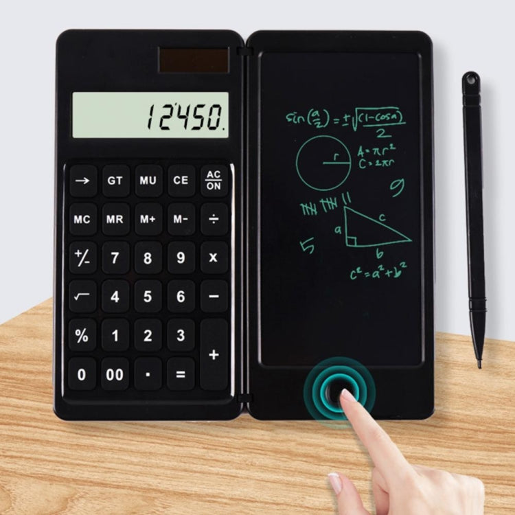 Solar Calculator Handwriting Board Learning Office Portable Folding LCD Writing Board, Solar & Button Battery