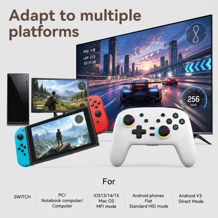 Wireless Bluetooth Somatosensory Vibration Gamepad for Nintendo Switch/Switch PRO, Black Gold, White Green, Black, White
