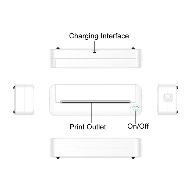 Bluetooth Connection Inkless A4 Printer Portable Mini Student Office Home Photo Printer, X8