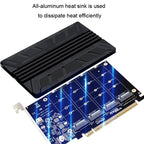 NVMe M.2 MKEY SSD RAID Array Motherboard PCIE Split Card Heatsink, Heatsink