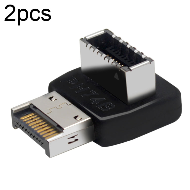 2pcs USB3.1 Type-E Computer Motherboard Interface 90 Degrees Elbow Front Type-C Adapter