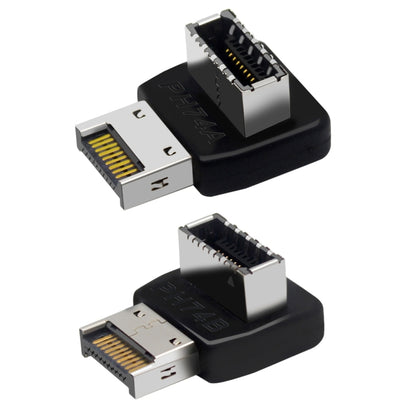 2pcs USB3.1 Type-E Computer Motherboard Interface 90 Degrees Elbow Front Type-C Adapter