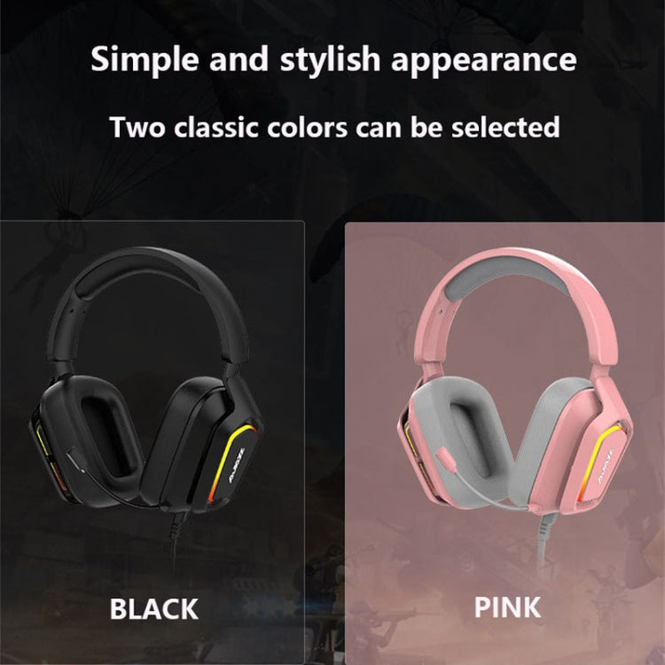 Ajazz AX368 Computer Game Audio Recognition RGB Headset, AX368 3.5mm Version Pink, AX368 3.5mm Version Black, AX368 7.1 Channel Version Pink