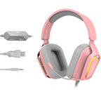 Ajazz AX368 Computer Game Audio Recognition RGB Headset, AX368 3.5mm Version Pink, AX368 3.5mm Version Black, AX368 7.1 Channel Version Pink