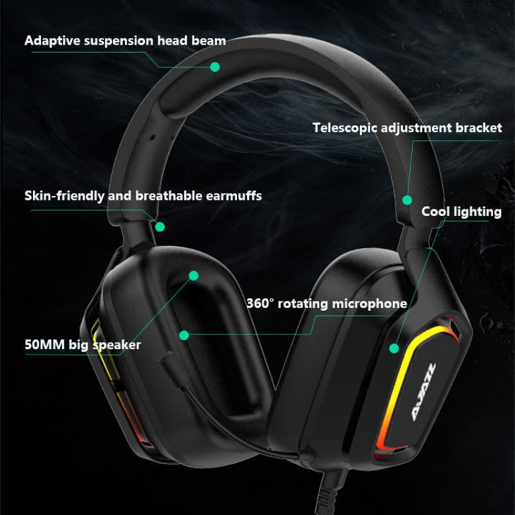 Ajazz AX368 Computer Game Audio Recognition RGB Headset, AX368 3.5mm Version Pink, AX368 3.5mm Version Black, AX368 7.1 Channel Version Pink