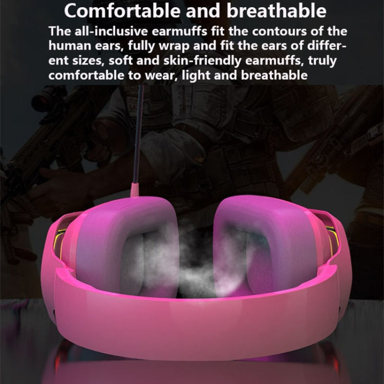 Ajazz AX368 Computer Game Audio Recognition RGB Headset, AX368 3.5mm Version Pink, AX368 3.5mm Version Black, AX368 7.1 Channel Version Pink