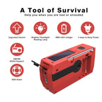 Emergency Radio Portable Hand Crank Solar Powered Radio, AM/FM/NoAA 2000mAh Red, AM/FM/NoAA 2000mAh Green, AM/FM/NoAA 2000mAh Orange