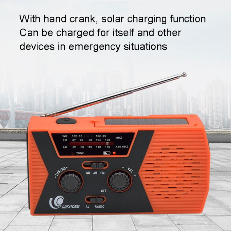 Emergency Radio Portable Hand Crank Solar Powered Radio, AM/FM/NoAA 2000mAh Red, AM/FM/NoAA 2000mAh Green, AM/FM/NoAA 2000mAh Orange