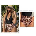 Summer One-piece Backless Lace-Up Ladies Swimsuit Floral-print Halter Bikini, S, M, L