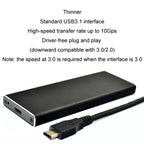 USB3.2 To M.2 NVME Hard Disk Box NGFF PCIE Protocol To TYPE-C, White, Black, Black with C-C Cable, Silver White with C-C Cable