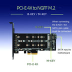 M.2 PCIe SSD Adapter Card PCIE 4x to M.2 Key M B Dual Interface Card, PCENGFF-N01