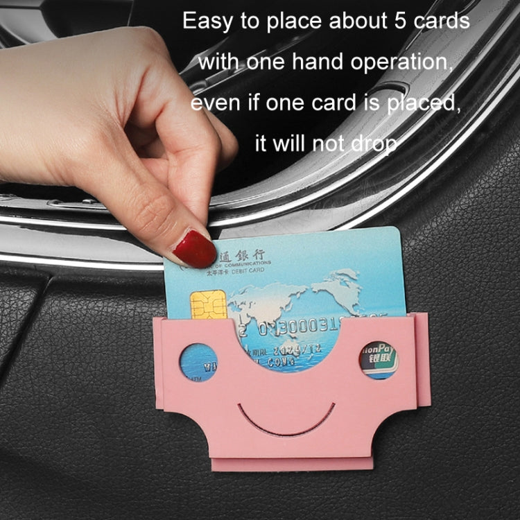 Car Multi-functional Adhesive Bill Card Holder, Smile Black, Smile Beige, Smile Pink, Grid Black, Grid Beige, Grid Pink