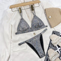 Split Multicolor Gradient Bikini Sexy Strap Buckle Beach Swimsuit, S, M, L