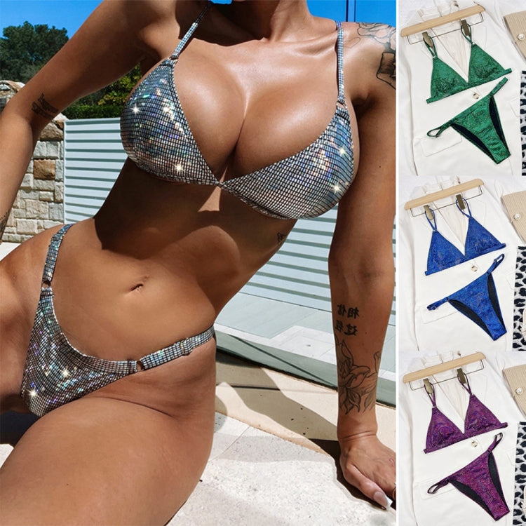 Split Multicolor Gradient Bikini Sexy Strap Buckle Beach Swimsuit, S, M, L
