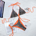 Leopard-print Sexy Split Bikini Halter Lace-Up Beach Swimsuit, S, M, L