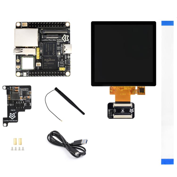 Luckfox Pico Ultra W RV1106G3 1TOPS Mini Linux Development Board Integrated Processor With Wi-Fi/PoE, Without Screen, 480x480 Touch Screen, 720x720 Touch Screen