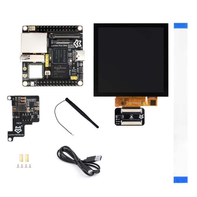 Luckfox Pico Ultra W RV1106G3 1TOPS Mini Linux Development Board Integrated Processor With Wi-Fi/PoE, Without Screen, 480x480 Touch Screen, 720x720 Touch Screen