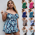 Two-Piece Suspender Skirt Swimsuit Digital Print Boxer Swimsuit Set, L, XL, XXL, XXXL