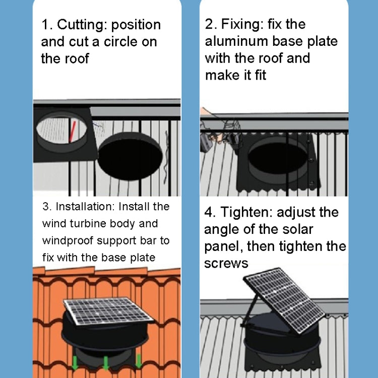 Solar Roof Exhaust Fan Aluminum Alloy Exhaust Switching Fan Negative Pressure Fan, SRVF-320