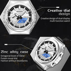 SANDA Octagonal Oak Hand Lamp Waterproof Sports Alarm Clock Men Watch