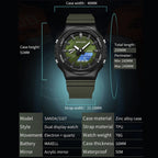 SANDA Octagonal Oak Hand Lamp Waterproof Sports Alarm Clock Men Watch
