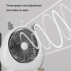 Dormitory Portable Animal Ear Desktop Electric Fan, Charging Version White, Charging Version Pink, Charging Version Green, Directly Inserted Version White, Directly Inserted Version Pink, Directly Inserted Version Green