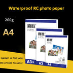 260g Waterproof RC Photo Paper for Brother/Epson/Lenovo/HP/Canon Inkjet Printers, 6 Inch 50 Sheets, 5 -inch 50 Sheets, 7 -inch 50 Sheets, A5 50 Sheets, A4 20 Sheets, A3 20 Sheets, A3+ 20 Sheets
