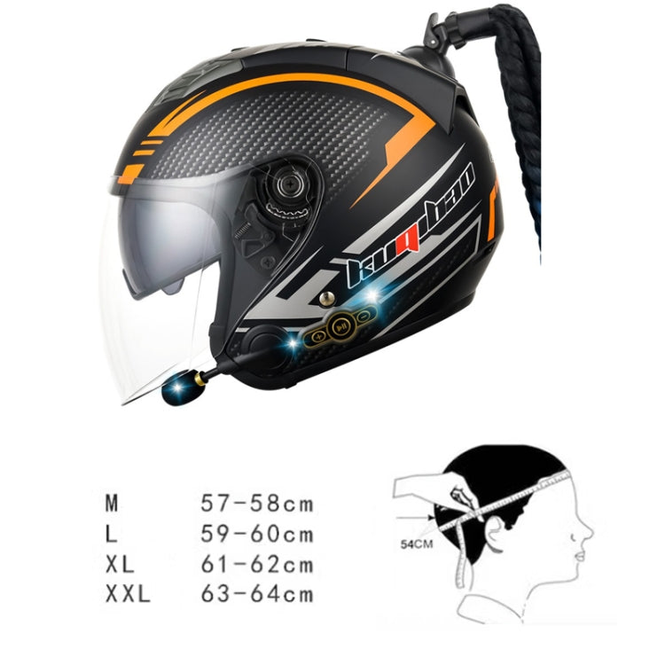 KUQIBAO Motorcycle Bluetooth Headset Double Lens Helmet With Braid, M, L, XL, XXL