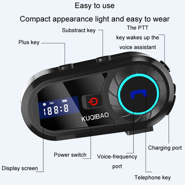 KUQIBAO Motorcycle Helmet Waterproof Bluetooth-compatible Headset With Screen