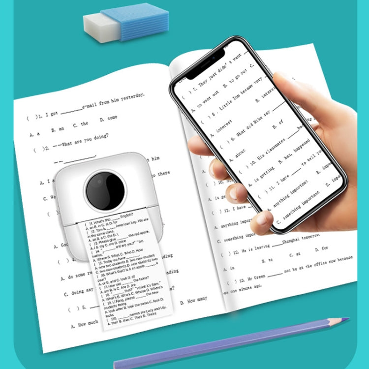 Mini Student Wrong Question Bluetooth Thermal Printer, With 5 Rolls White Paper, With 3 Rolls Color Paper