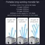 Outdoor Portable Waist High Wind Leafless Hanging Neck Fan With Power Function, MH01 (Deep Space Gray), MH01 (Time Wind Blue)