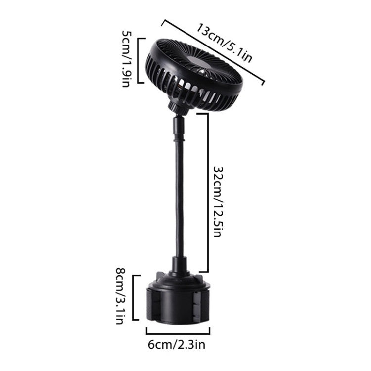 12V/24V High Wind Cooling USB Car Cup Holder Single Head Fan