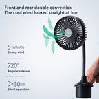12V/24V High Wind Cooling USB Car Cup Holder Single Head Fan