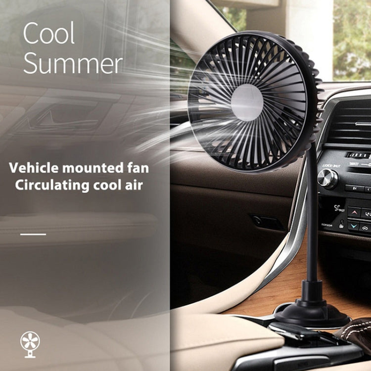 12V/24V High Wind Cooling USB Car Cup Holder Single Head Fan