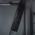 1pair Car Plush Seat Belt Embroidered Shoulder Pad Cover