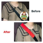 1pair Car Plush Seat Belt Embroidered Shoulder Pad Cover