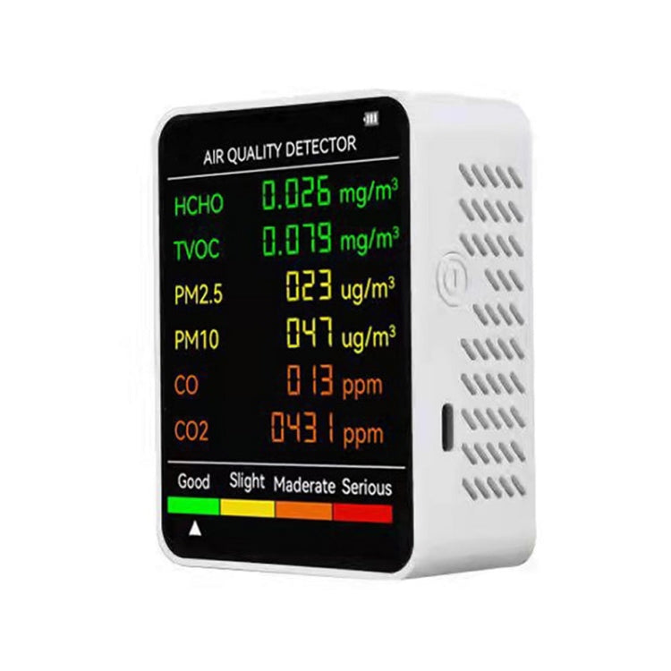 PM2.5/PM10 Air Quality Detector Indoor Air Quality Monitor, 6 in 1 Air Quality Detector Black, 6 in 1 Air Quality Detector White