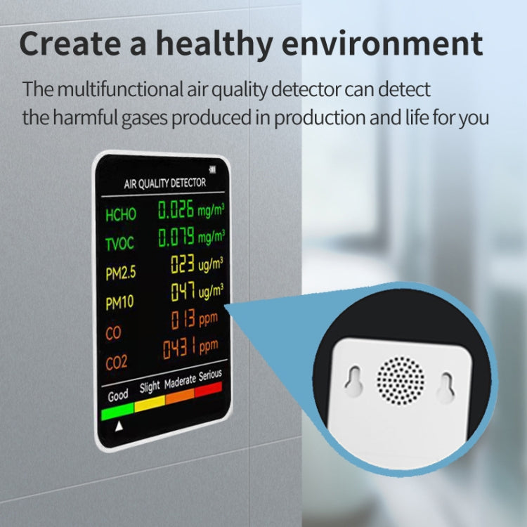 PM2.5/PM10 Air Quality Detector Indoor Air Quality Monitor, 6 in 1 Air Quality Detector Black, 6 in 1 Air Quality Detector White