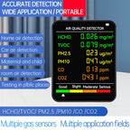 PM2.5/PM10 Air Quality Detector Indoor Air Quality Monitor, 6 in 1 Air Quality Detector Black, 6 in 1 Air Quality Detector White