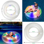 Inflatable Swimming Rings With Colorful Led Lights, Children 56cm, Adult 100cm
