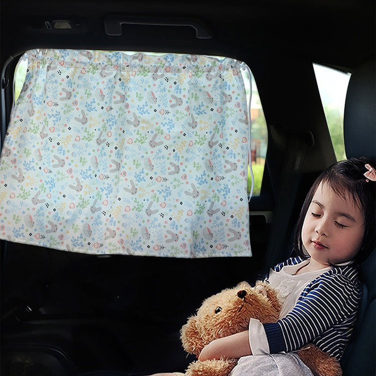 Car Heat Insulation Blackout Cartoon Cotton Sunshade, Rabbit, Striped Blue Rabbit, Coffee Wave Point, Small Floral, Pony, Pink, Blue Flower, Cherry, Long Ears Rabbit