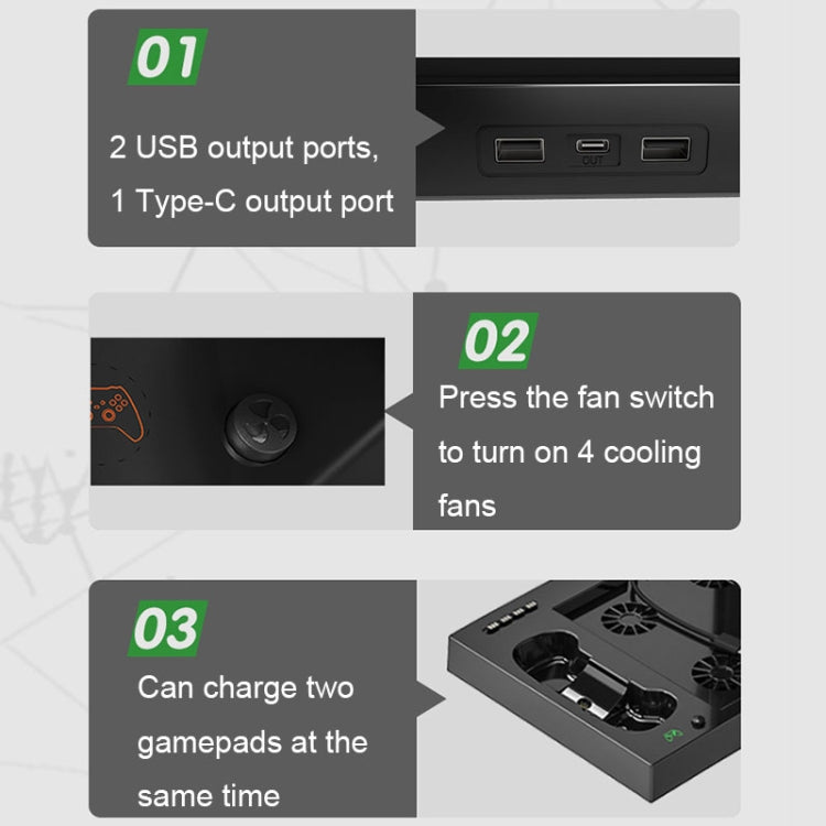 Iplay HBX-274 for XBOX Series X Host Multifunctional Heat Dissipation Base with Gamepad Double Charger