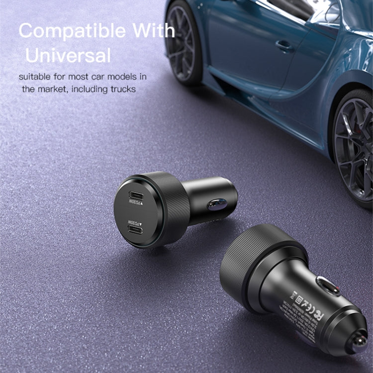 Yesido Y48  60W Car Fast Charger Aluminum Aluminum Double Type-C/USB-C Port Car Charger, Y48