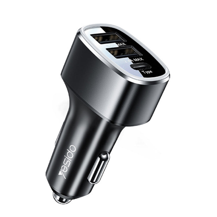 Yesido Y47 49W Double USB+Type-C/USB-C Port Car Fast Charger, Y47